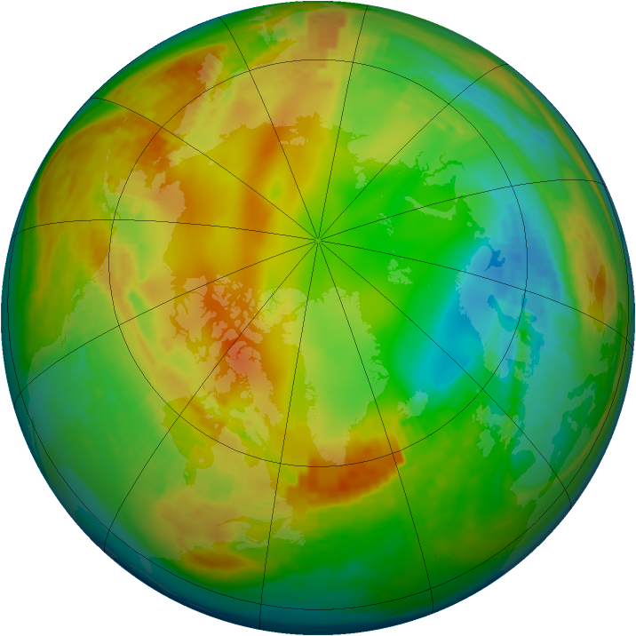 Arctic ozone map for 01 February 1992